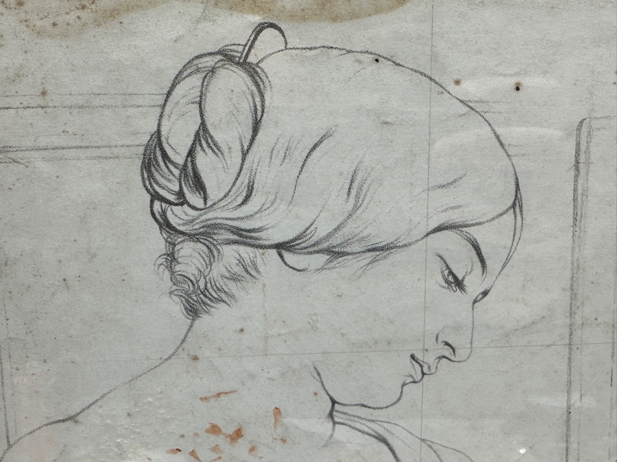 Framed Original Antique Engraving Elementary Course 67 Sketch Study Of A Woman 20 X 16 [Photo 3]