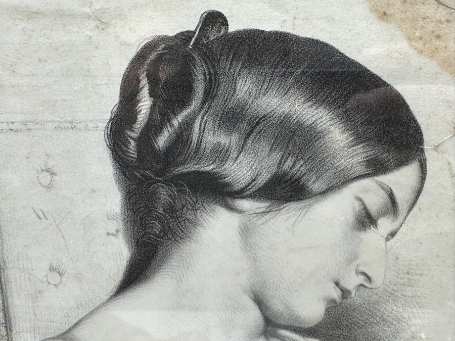 Framed Original Antique Engraving Elementary Course 67 Sketch Study Of A Woman 20 X 16 [Photo 4]