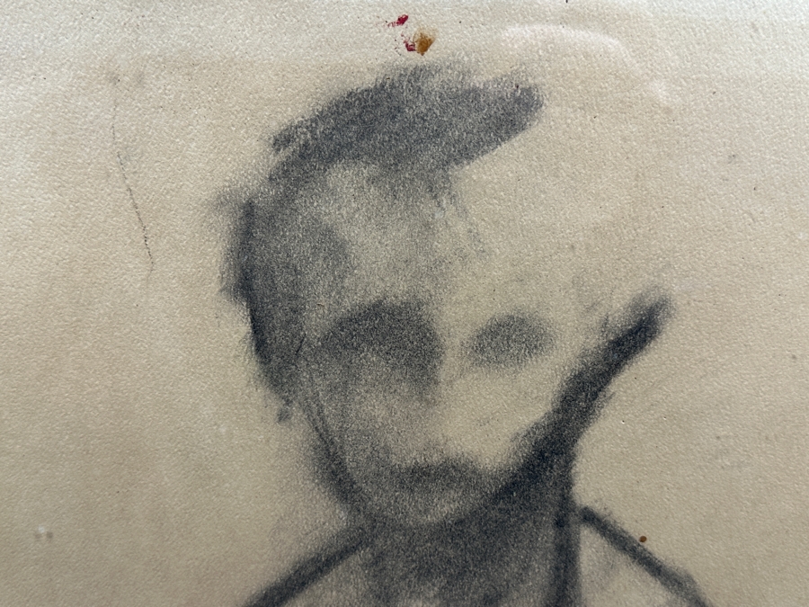 Original Mid-Century Abstract Charcoal Drawing On Paper Signed And Dated Lower Left 16 X 20 Framed 26 X 31 [Photo 4]