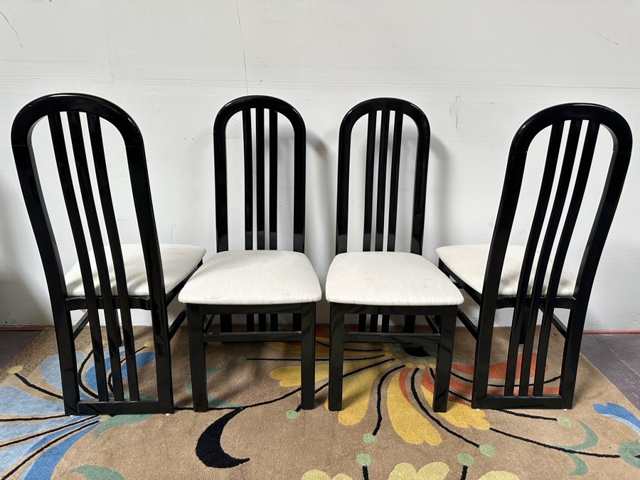 Set Of Four Italian Black Lacquer Dining Chairs [Photo 4]