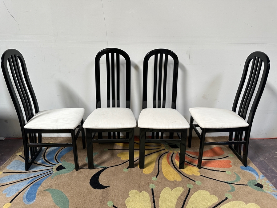 Set Of Four Italian Black Lacquer Dining Chairs [Photo 3]
