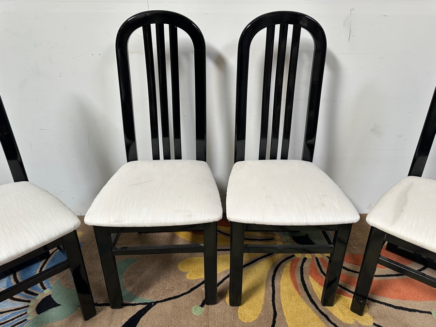 Set Of Four Italian Black Lacquer Dining Chairs [Photo 2]