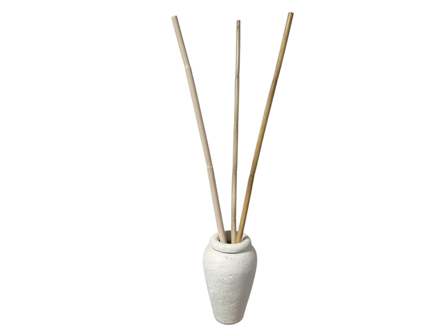 White Flower Pot 27H With 3 Bamboo Pieces [Photo 1]