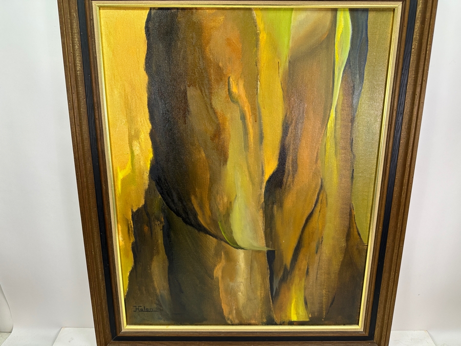 Helen Galnick Original Abstract Mid-Century Modern Painting On Canvas Panel 24 X 30 Framed [Photo 2]