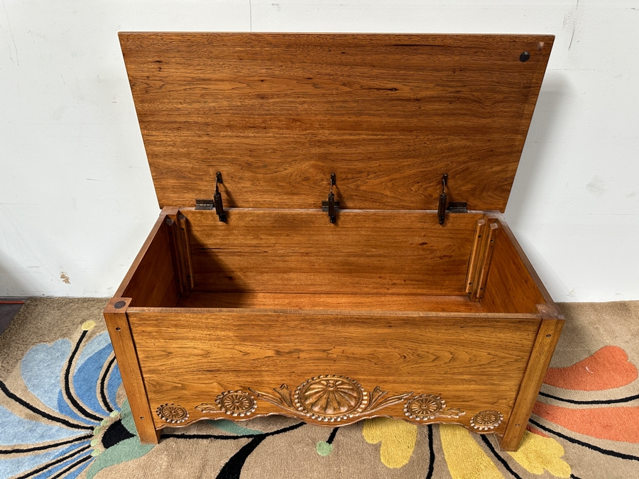 Carved Wooden Trunk 42W X 20D X 22H [Photo 3]