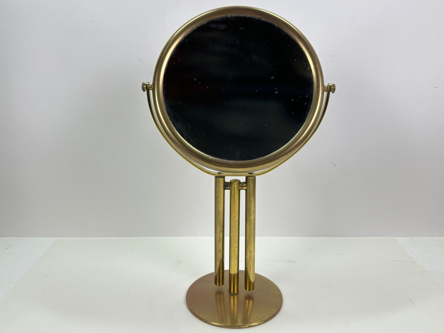 Vintage Brass Double Sided Vanity Mirror 17H [Photo 2]
