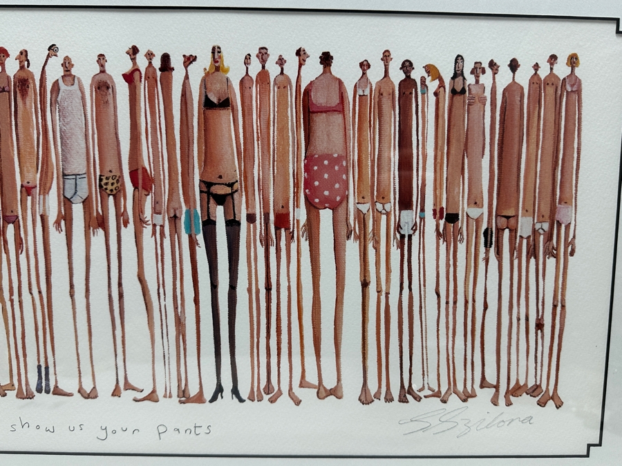 Sarah Jane Szikora Hand Signed Limited Edition Print Titled 'Show Us Your Pants' 2003 9.75 X 7.5 Framed [Photo 2]