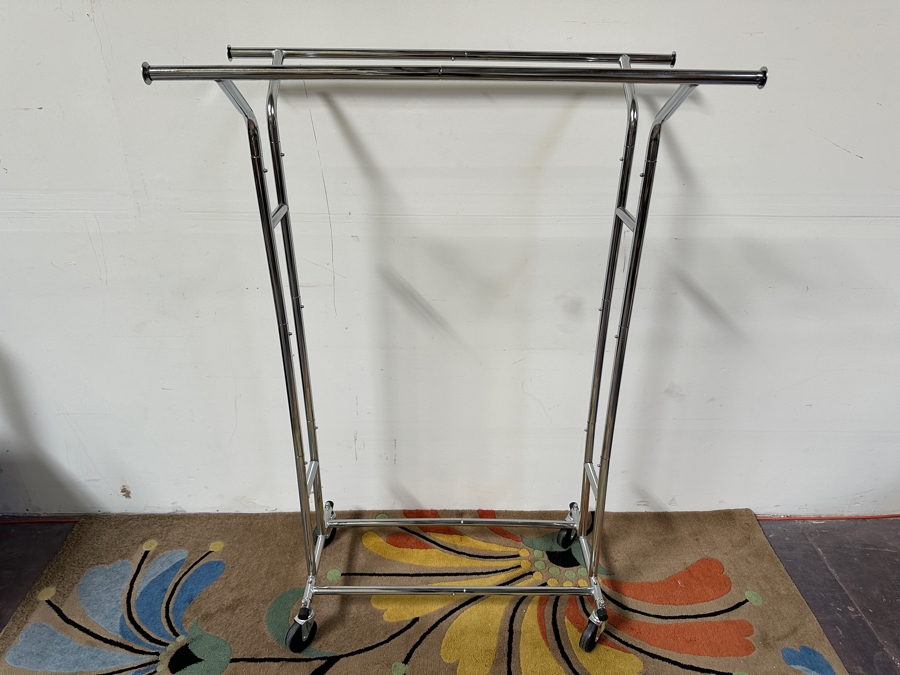 Chrome Adjustable Clothes Rack On Casters 64W X 20D X 61H [Photo 2]