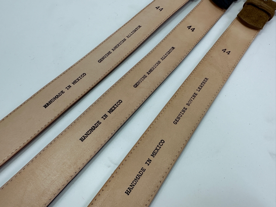 (3) New Tecovas Belts: (2) Genuine American Alligator Belts & (1) Genuine Bovine Leather Belt Size 44 Retails Over $500 [Photo 2]