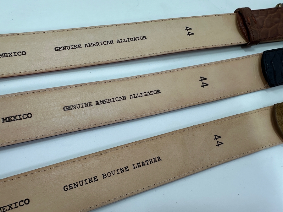(3) New Tecovas Belts: (2) Genuine American Alligator Belts & (1) Genuine Bovine Leather Belt Size 44 Retails Over $500 [Photo 3]
