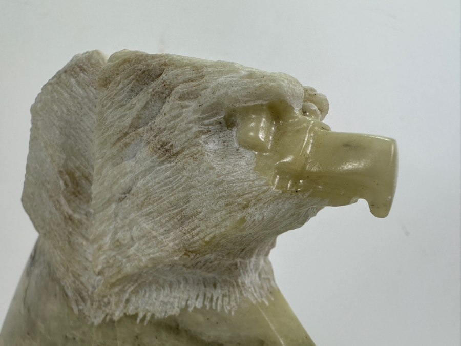 Signed Carved Stone Sculpture Of Man And Eagle 6W X 2.5D X 8H [Photo 8]