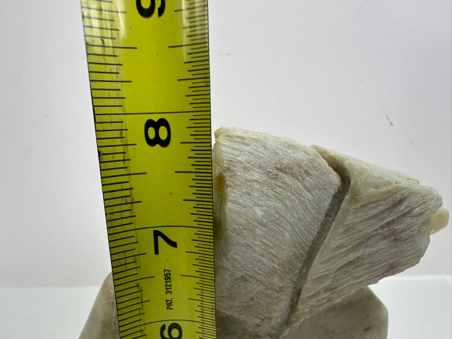 Signed Carved Stone Sculpture Of Man And Eagle 6W X 2.5D X 8H [Photo 10]