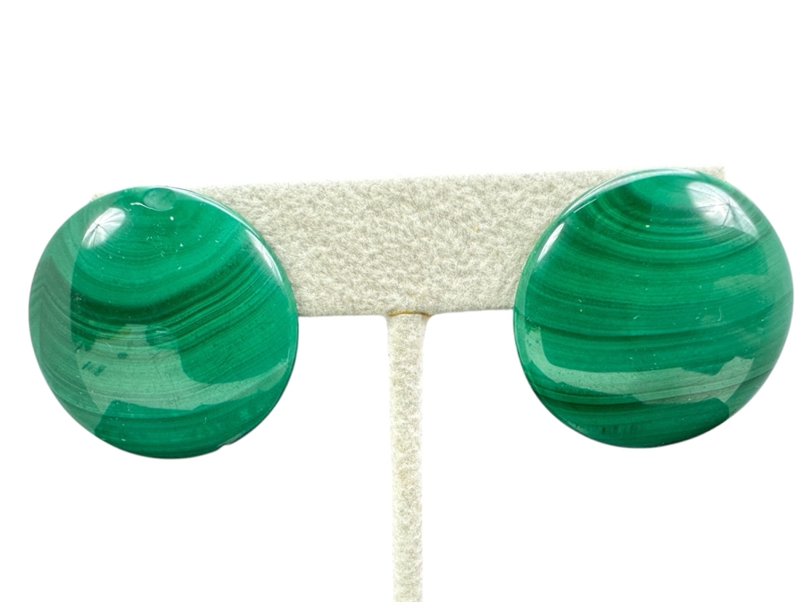 Malachite Earrings With 14K Gold Posts