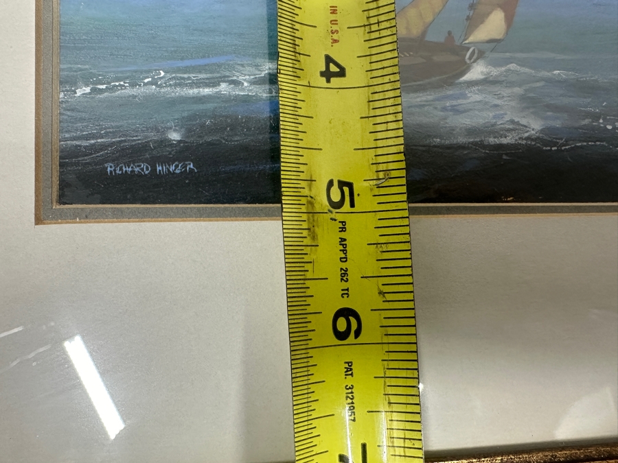 Just Added - Richard Hinger (B. 1937, American) Original Sailboat Painting On Board Titled 'Under Sail' 7 X 5 Framed 15 X 13 [Photo 8]