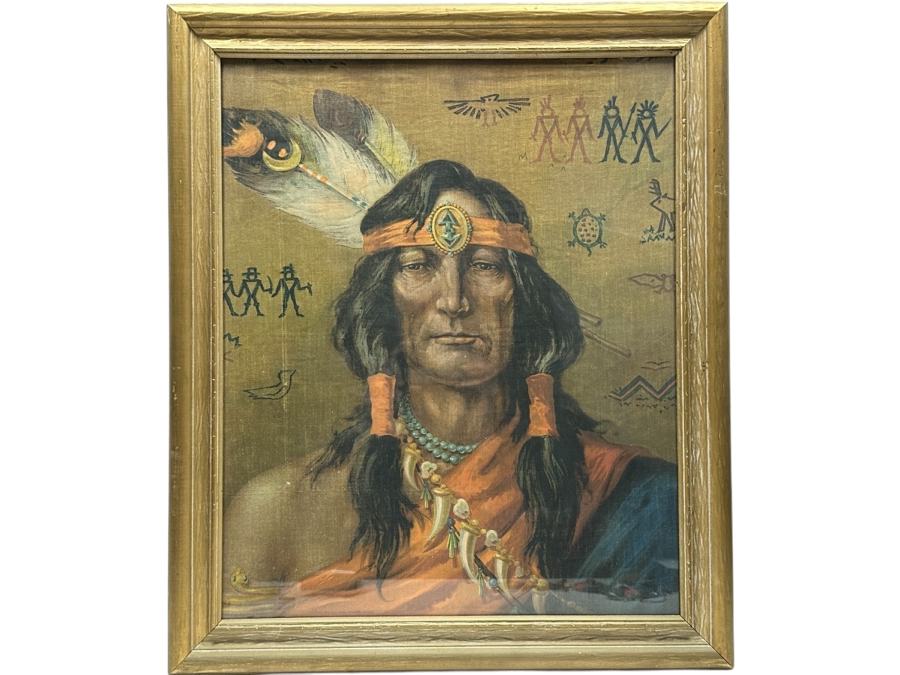 Just Added - Vintage 1906 Native American Indian Chief Print By Campbell, Metzger & Jacobson 17.5 X 21.5 Framed 21.5 X 25.5 [Photo 1]