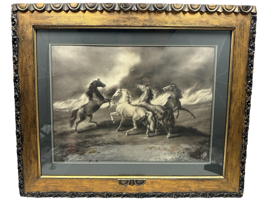 Just Added - Antique 1901 Arthur Weston Horse Print By The Ullman Mfg Co N.Y. 23 X 18 In Antique Wooden Frame 34 X 28 [Photo 1]