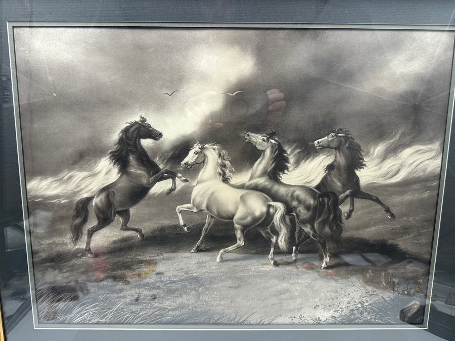 Just Added - Antique 1901 Arthur Weston Horse Print By The Ullman Mfg Co N.Y. 23 X 18 In Antique Wooden Frame 34 X 28 [Photo 2]