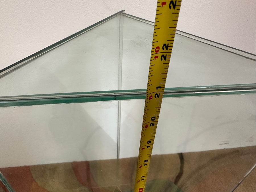 Just Added - Triangular Glass Pedestal Table Flower Stand 11.5W X 21H [Photo 6]