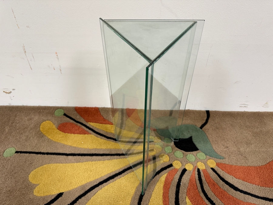 Just Added - Triangular Glass Pedestal Table Flower Stand 11.5W X 21H [Photo 3]