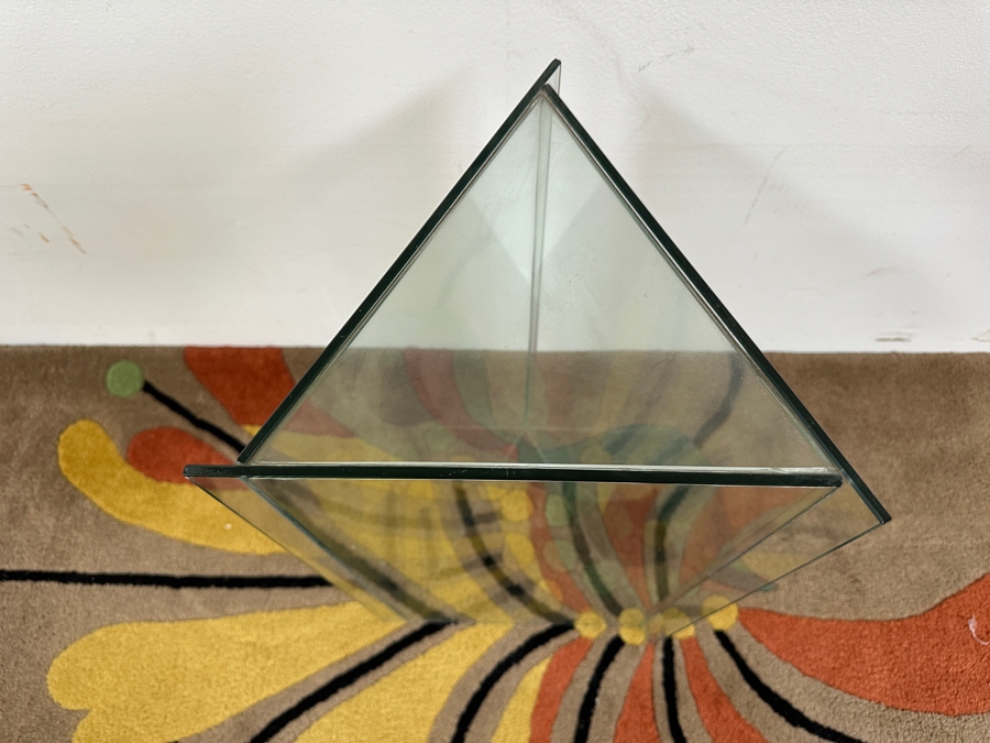 Just Added - Triangular Glass Pedestal Table Flower Stand 11.5W X 21H [Photo 4]