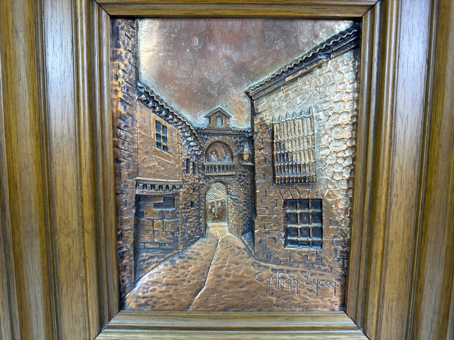 Just Added - Embossed Metal Artwork By Canfranc Lucea 6 X 7 Framed 11.5 X 13 [Photo 3]