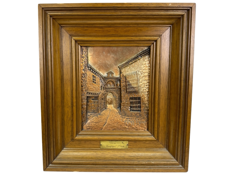 Just Added - Embossed Metal Artwork By Canfranc Lucea 6 X 7 Framed 11.5 X 13 [Photo 1]