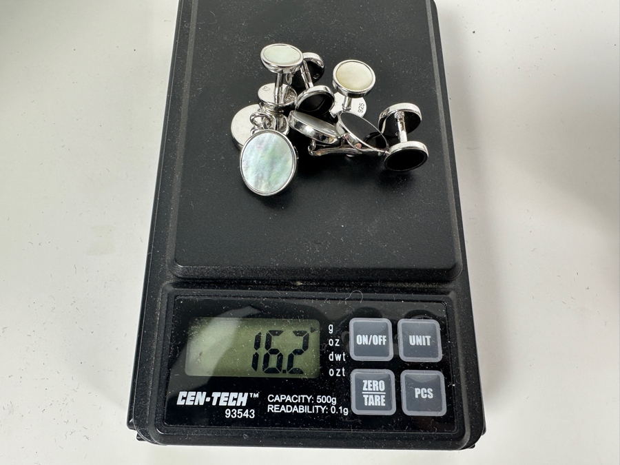 Just Added - Sterling Silver Cufflinks 16.2g (L), Crumrine Bolo Tie (M) & Briar Cufflinks And Tie Clip (R) [Photo 9]