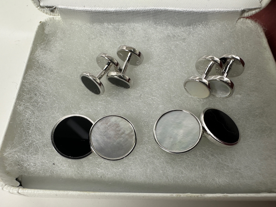 Just Added - Sterling Silver Cufflinks 16.2g (L), Crumrine Bolo Tie (M) & Briar Cufflinks And Tie Clip (R) [Photo 3]