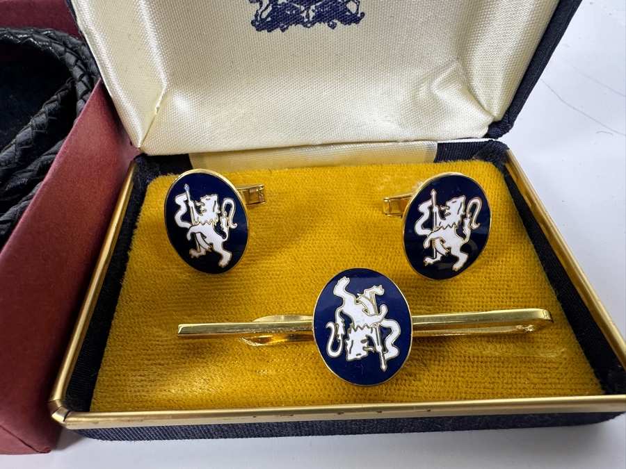 Just Added - Sterling Silver Cufflinks 16.2g (L), Crumrine Bolo Tie (M) & Briar Cufflinks And Tie Clip (R) [Photo 7]