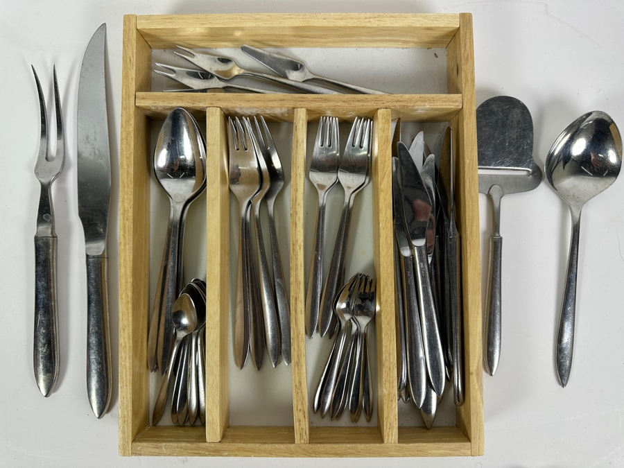 Just Added - Gero Zilduro MCM Modernist Flatware Service From Holland Netherlands - Service For 4 Plus Extras - Total Of 50 Items - See Photos [Photo 2]