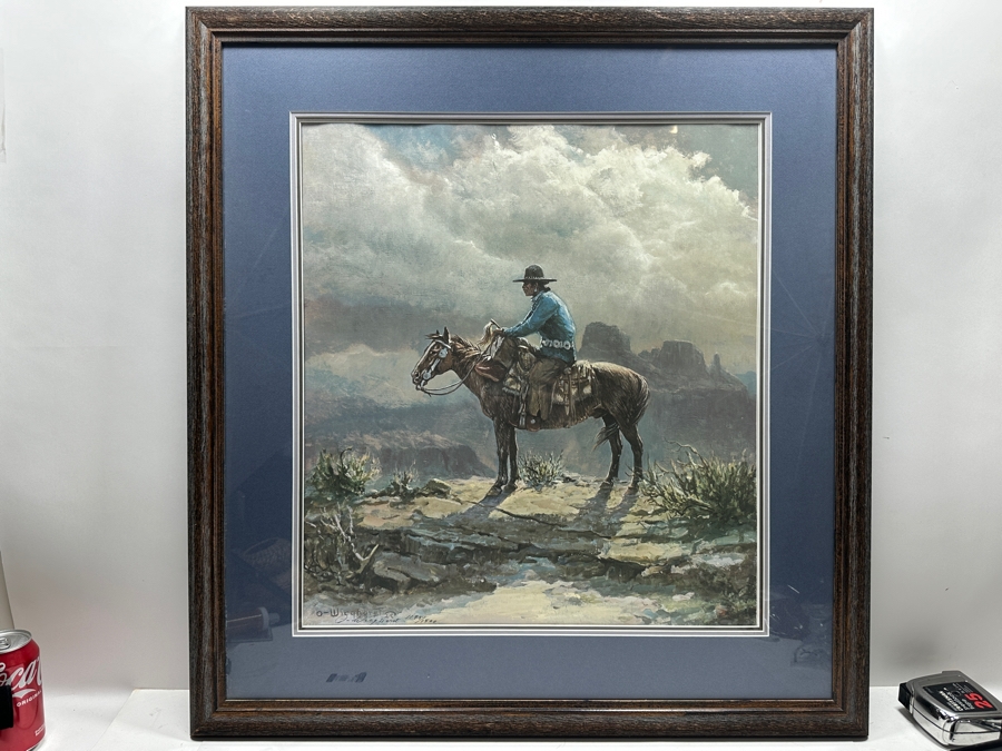 Olaf Wieghorst (1899-1988, American) Hand Signed Limited Edition Print Titled 'The Navajo' With C.O.A. Hand Signed Lower Left And Numbered 1195 Of 1500 20' X 22' Framed 29.5 X 31.5 [Photo 2]