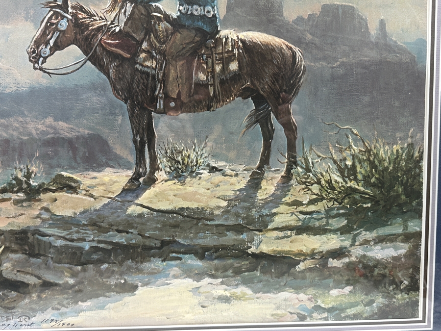 Olaf Wieghorst (1899-1988, American) Hand Signed Limited Edition Print Titled 'The Navajo' With C.O.A. Hand Signed Lower Left And Numbered 1195 Of 1500 20' X 22' Framed 29.5 X 31.5 [Photo 4]