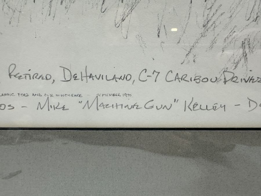 Michael 'Machine Gun' Kelley (1946-2011, American) Hand Signed California Vietnam Veterans Memorial 1988 Print Titled 'Extraction From A Hot LZ, Leaving Behind A Classic Ford And Our Innocence' Signed Lower Right 19 X 12 Framed 25 X 17 [Photo 9]