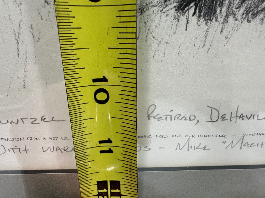 Michael 'Machine Gun' Kelley (1946-2011, American) Hand Signed California Vietnam Veterans Memorial 1988 Print Titled 'Extraction From A Hot LZ, Leaving Behind A Classic Ford And Our Innocence' Signed Lower Right 19 X 12 Framed 25 X 17 [Photo 11]