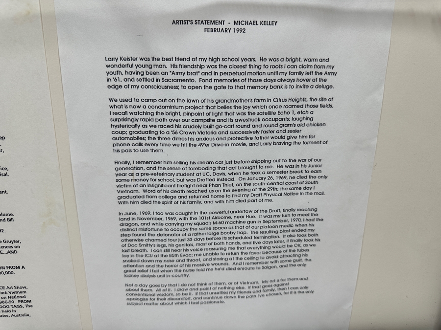 Michael 'Machine Gun' Kelley (1946-2011, American) Hand Signed California Vietnam Veterans Memorial 1988 Print Titled 'Extraction From A Hot LZ, Leaving Behind A Classic Ford And Our Innocence' Signed Lower Right 19 X 12 Framed 25 X 17 [Photo 16]