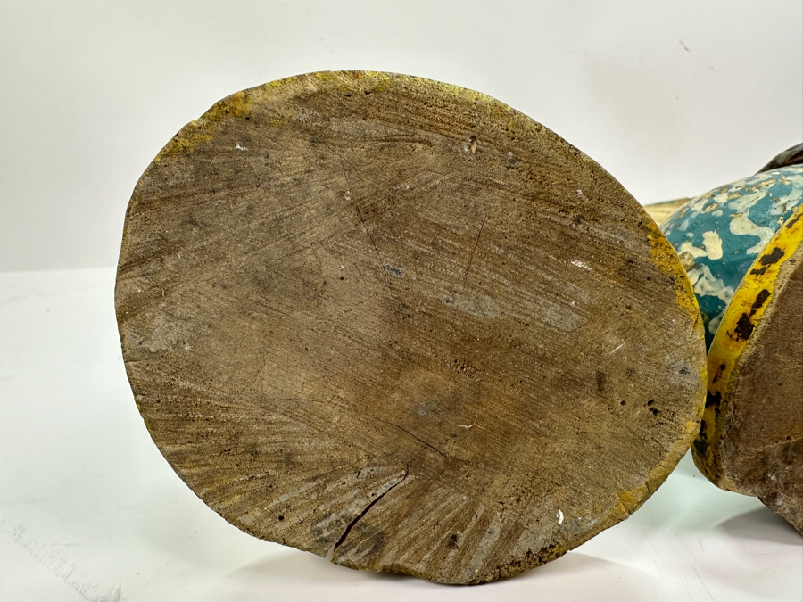 Pair Of Vintage Hand Painted Wooden Polychrome Santos Figures Virgin Mary 15H [Photo 15]