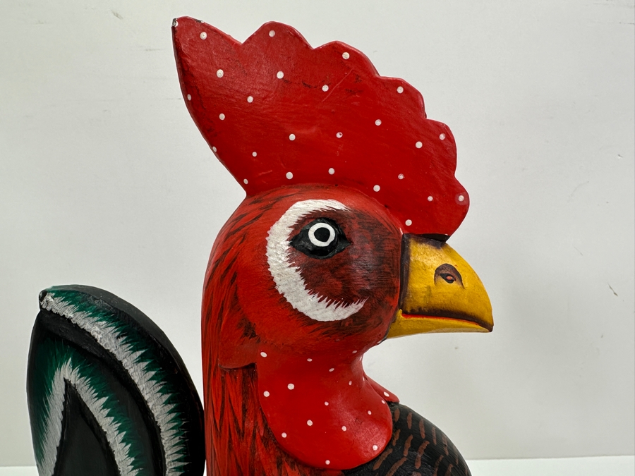 Hand Painted Wooden Rooster 21L [Photo 3]