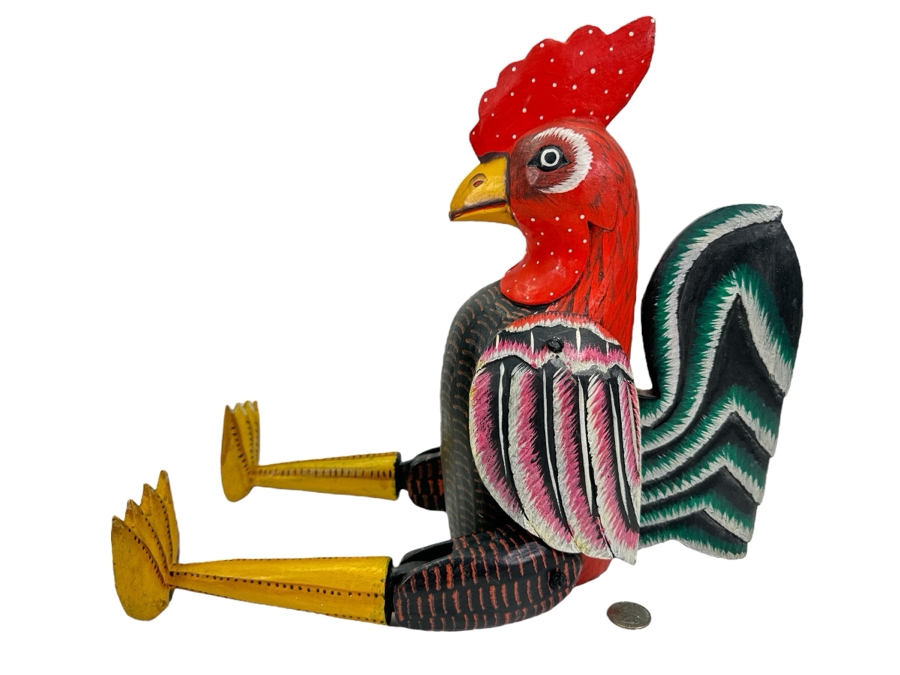 Hand Painted Wooden Rooster 21L