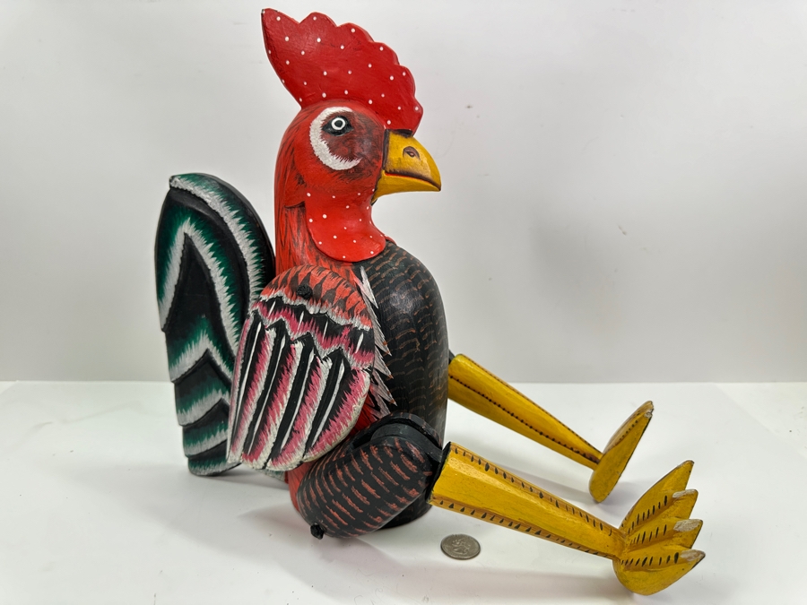 Hand Painted Wooden Rooster 21L [Photo 2]