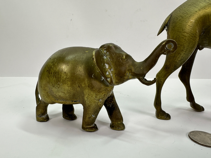Vintage Brass Camel 6.5H And Elephant Figurines  [Photo 3]