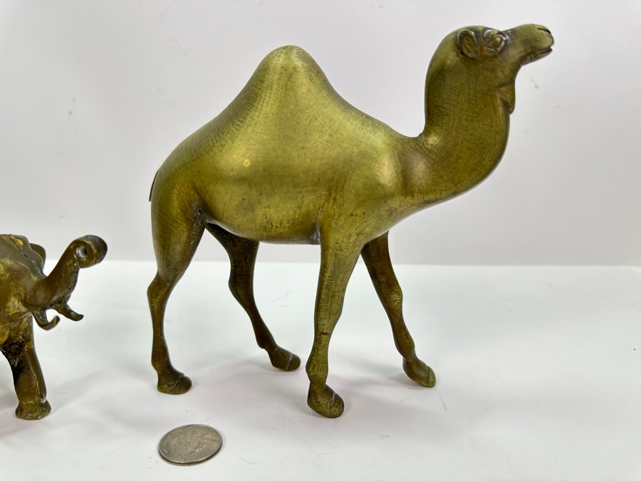 Vintage Brass Camel 6.5H And Elephant Figurines  [Photo 2]