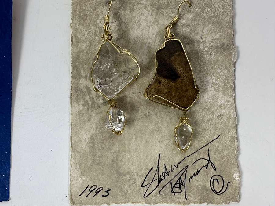 Four New Signed Designer Earrings With Various Stones [Photo 2]