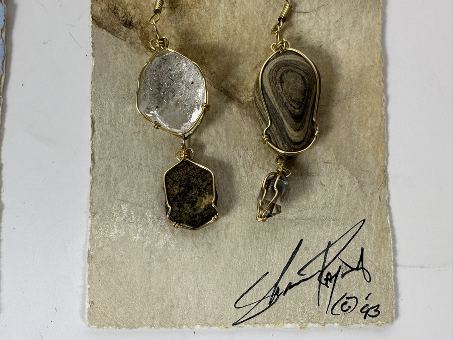 Four New Signed Designer Earrings With Various Stones [Photo 3]
