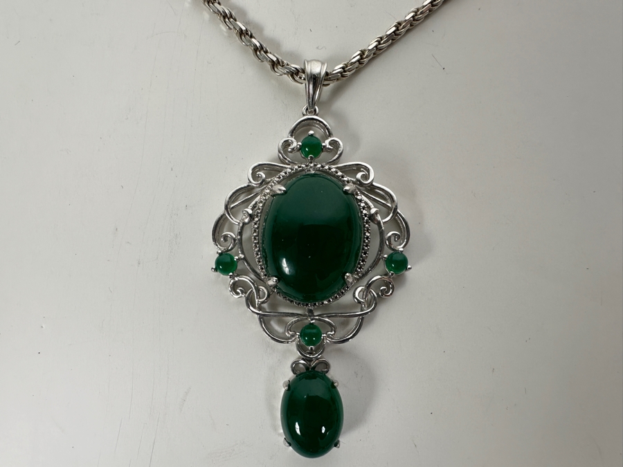 Sterling Silver Pendant With Sterling Silver 24' Chain Necklace And Matching Sterling Silver Ring Size 7.5 40.3g [Photo 4]