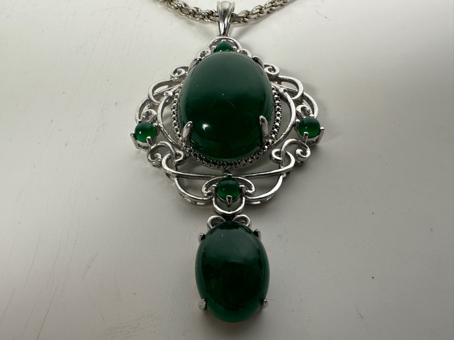 Sterling Silver Pendant With Sterling Silver 24' Chain Necklace And Matching Sterling Silver Ring Size 7.5 40.3g [Photo 6]