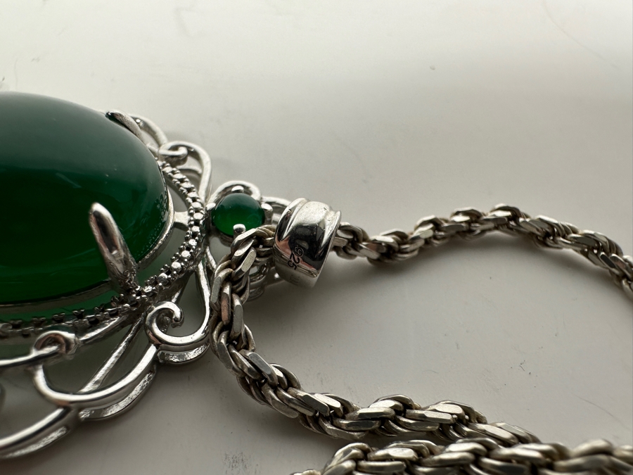 Sterling Silver Pendant With Sterling Silver 24' Chain Necklace And Matching Sterling Silver Ring Size 7.5 40.3g [Photo 9]