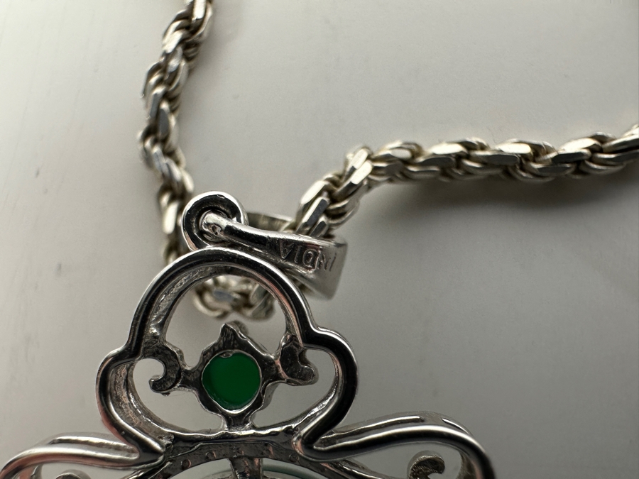 Sterling Silver Pendant With Sterling Silver 24' Chain Necklace And Matching Sterling Silver Ring Size 7.5 40.3g [Photo 8]