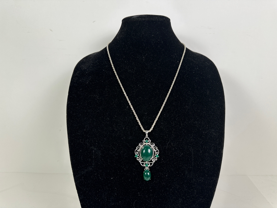 Sterling Silver Pendant With Sterling Silver 24' Chain Necklace And Matching Sterling Silver Ring Size 7.5 40.3g [Photo 3]