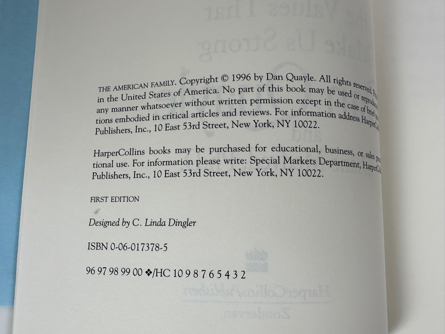 Signed First Edition Book The American Family By Dan Quayle [Photo 5]