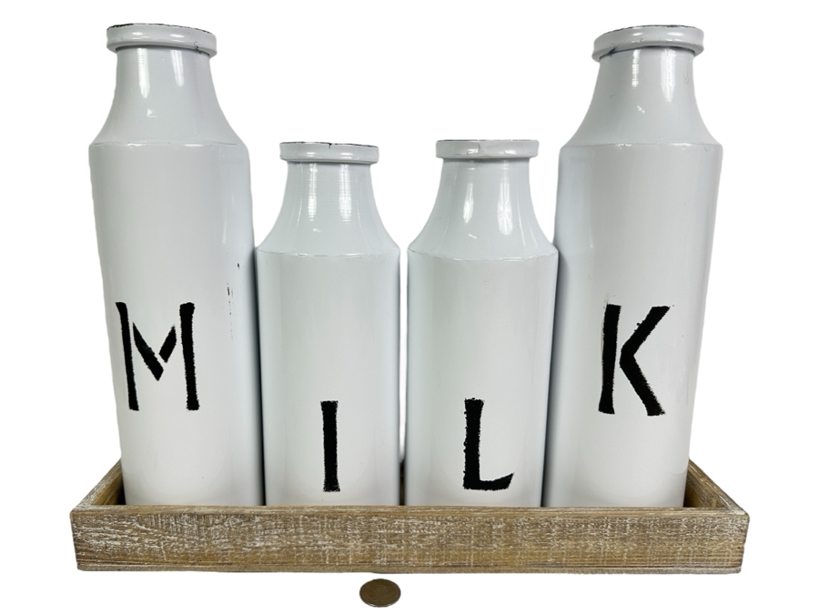 Decorative Metal MILK Jugs 15.5W X 5D X 12.5H [Photo 1]